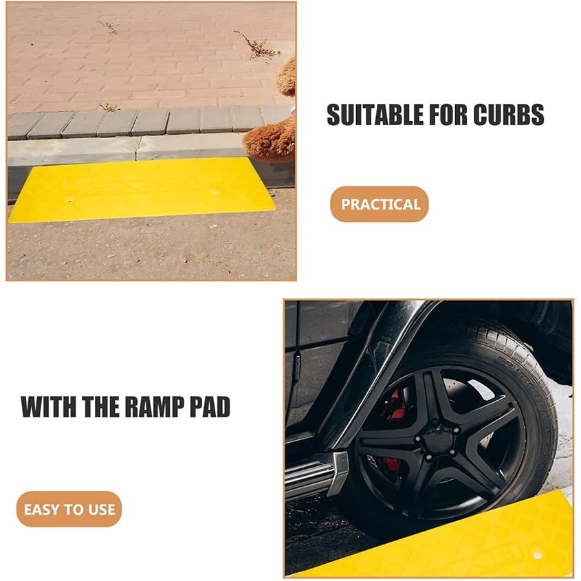 Rampa portátil de umbral de plástico para sillas de ruedas, rampas para automóvil resistentes y ligeras, para entrada, acera, camión, scooter, bicicleta y motocicleta (Color: Amarillo) miniatura 4