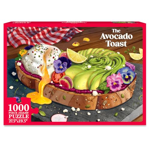 Image of Jigsaw Puzzle 1000 Pieces - The Avocado Toast for Food Lovers | Brain-Boosting Fun for Adults, Families, Game Nights, Unique, Perfectly-Fitting Pieces, Finished Size 22 inch x 15 inch, Ages 15+