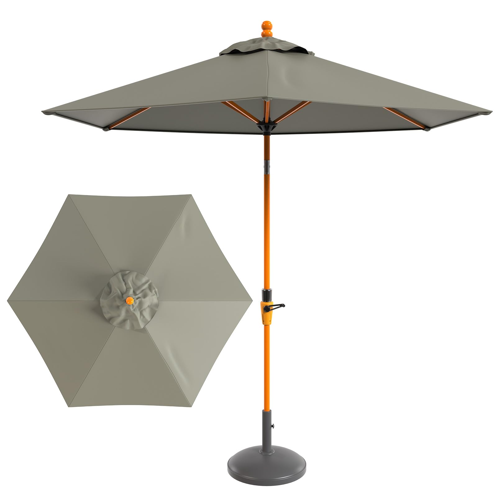 M METERXITY 1 Pack 9ft Patio Umbrella Replacement Canopy for 6 Ribs, Outdoor Market Table Umbrella Top for Backyard/Garden/Courtyard/Swimming Pool, Canopy Only [Taupe]