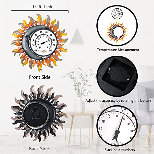 Vewogarden Indoor Outdoor Thermometer, No Batteries Required Sun And Moon Decorative Waterproof Wall Thermometer With Large Numbers For Patio, Home, Room #TOP4
