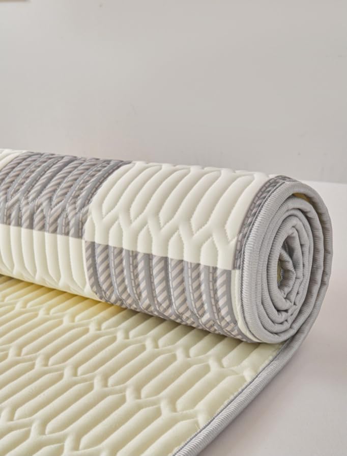 Protège-matelas d'été pour lit simple, double et grand lit - En latex de soie glacée rafraîchissante - Avec sangles d'angle, antidérapantes, lavables et pliables - Pour dortoir, maison (#1, 150 x 200