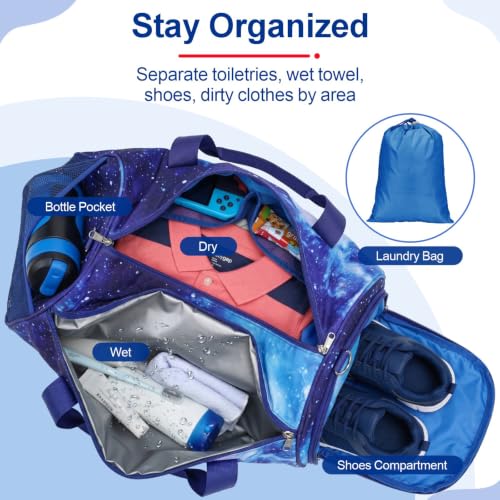 Image of Bagseri Boys Duffle Bag for Travel - Kids Gym Bag with Shoe Compartment
