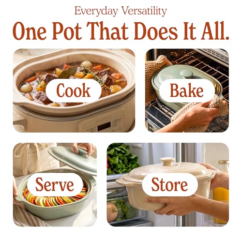 Image of MAGNIFIQUE 6 Quart Programmable Casserole Slow Cooker, 8-in-1 Multi Cooker with Removable Non-Toxic Stoneware Crock, Claypot Slow Cooker, Rice-cooking, Nonstick, Oven Safe Pot to 450F, Oatmeal