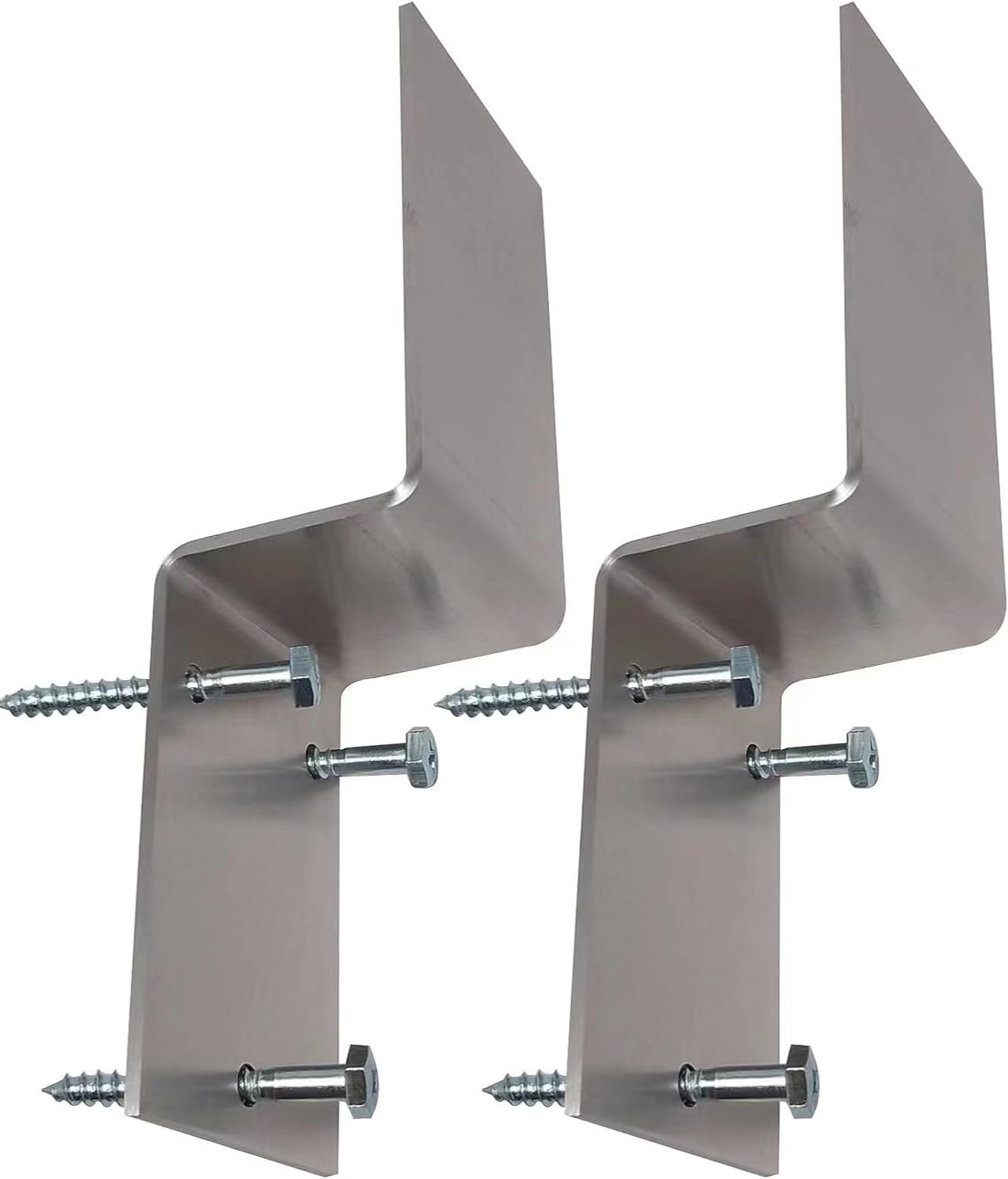 Drop Open Bar Security Door Lock Door Barricade Brackets Fits 2x4 Boards 2 x 4 Lumber 2.4" Wide (1 Pair 2 Pieces with Screw)