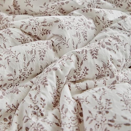 Image of DuShow Toddler Bedding Set for Girls and Boys,4 Piece Bed-in-a-Bag Toddler Comforter Sets,Tan Leaf Crib Bedding Sheets Set,Include Quilt Comforter,Flat Sheet,Fitted Sheet,Pillowcase