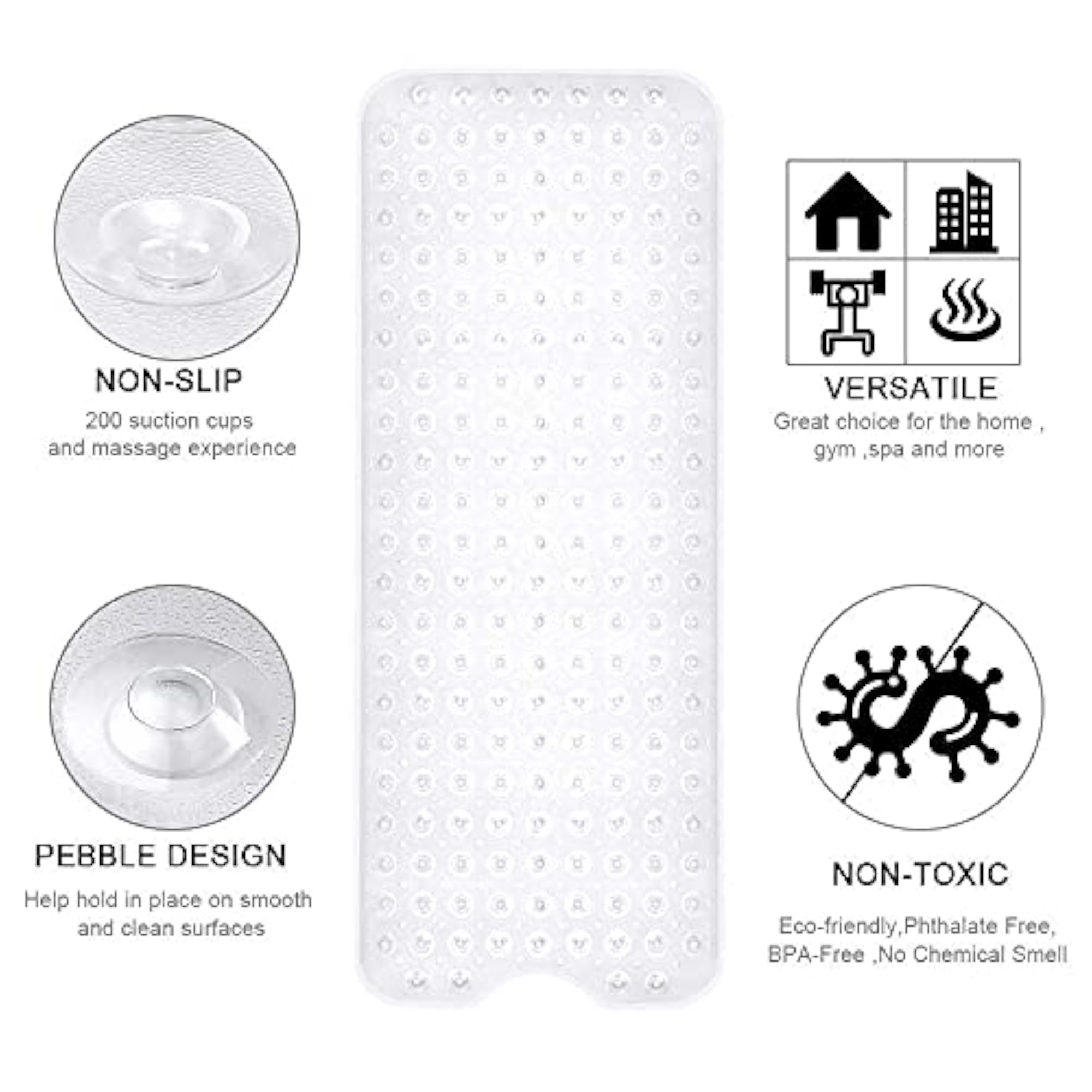 Non Slip Eco-Friendly Bath Mat for Shower