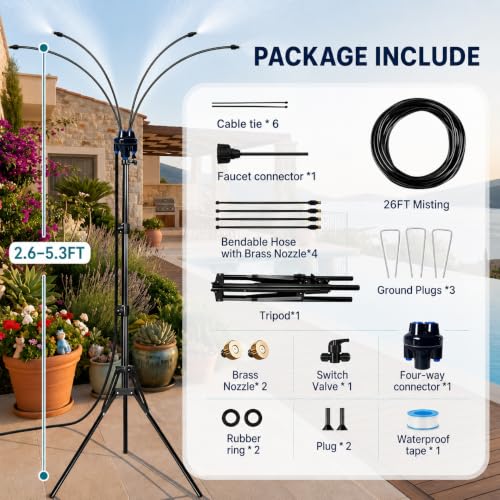 1.8 Meters Adjustable Standing Mister, Outdoor Misting System, 8m Hose by GOBRILLFUN - Used condition - Image 5