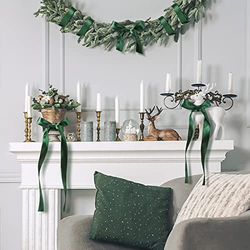 Showin Double Face Polyester Satin Ribbon Green,1” X Continuous 25 Yards, Use For Bows Bouquet, Gift Wrapping,Wedding,Floral Arrangement & Other Projects #TOP5