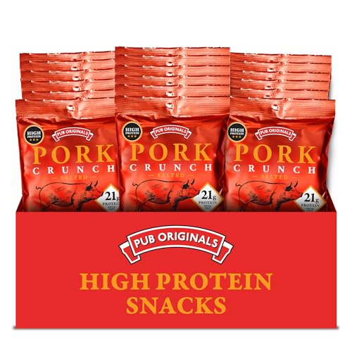 Pub Original - Salted Pork Crunch - High Protein Snacks - Box of 18 x 30 g Packs