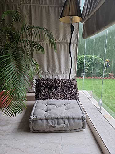 Urban Den Cotton Floor Cushion - Soft & Thick Cotton Filler - Large Size Sitting Box Cushion Sofa For Reading Book, Leathervin Sofa, Yellow