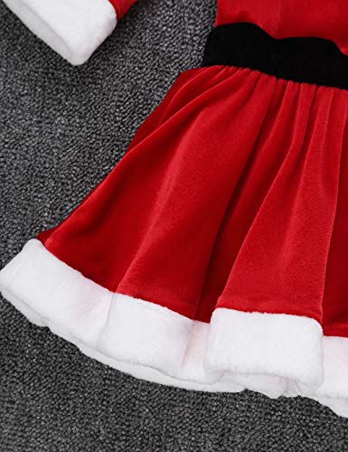 Tiaobug Girls Mrs Claus Costume Santas Christmas Party Dress Outfit Figure Ice Skating Ballet Dance Velvet Leotard Skirted Red 8 #TOP5