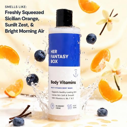 Image of Her Fantasy Box | Body Vitamins Moisturizing Body Wash - Multi-Vitamin Cleanser with Vitamins A, B6, C & E, Hydrating & pH Balanced, Vegan & Cruelty Free, 16 oz