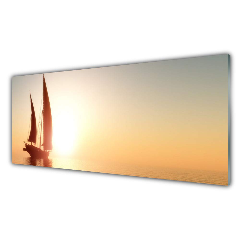 Décoration Déco Design en Verre Trempé Tulup 125x50cm avec Paysage Marin de Bateau