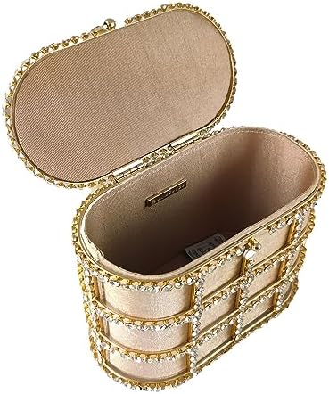 Boutique De FGG Pearl Clasp Crystal Clutch Purses for Women Evening Bags Wedding Handbag Party Rhinestone Clutch Bag,Mini,Colorful Black: Handbags