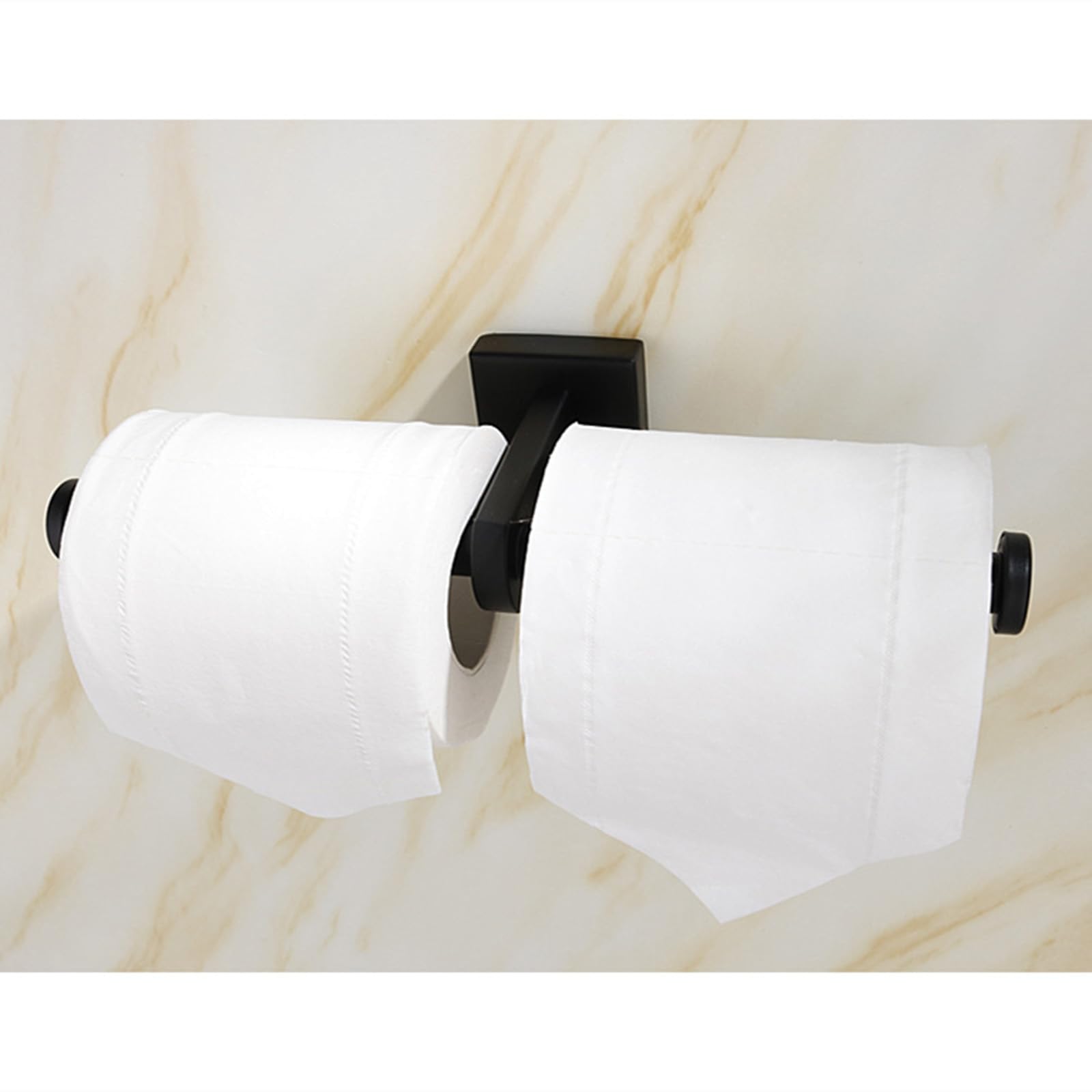 CMBSSTFC Soporte de Papel higiénico de Doble Anillo montado en la Pared de Acero Inoxidable para WC, instalación de perforación Negra, Estante de pañuelos, portarrollos de baño