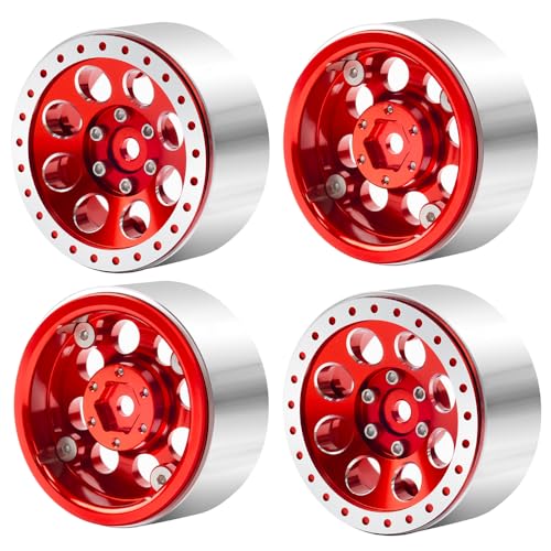 Benedict Harry 1.3 Beadlock Wheel Rims for SCX24 TRX4M Upgrade 1/24 1/18 RC Crawler Car (Red)