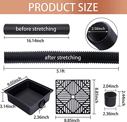 Catch Basin Drain Kit,Downspout Extension Kit,Gutter Downspout Extensions Set Flexible Hose Extension,Rain Spout Extender for Cement Floor and Lawn - Image 2