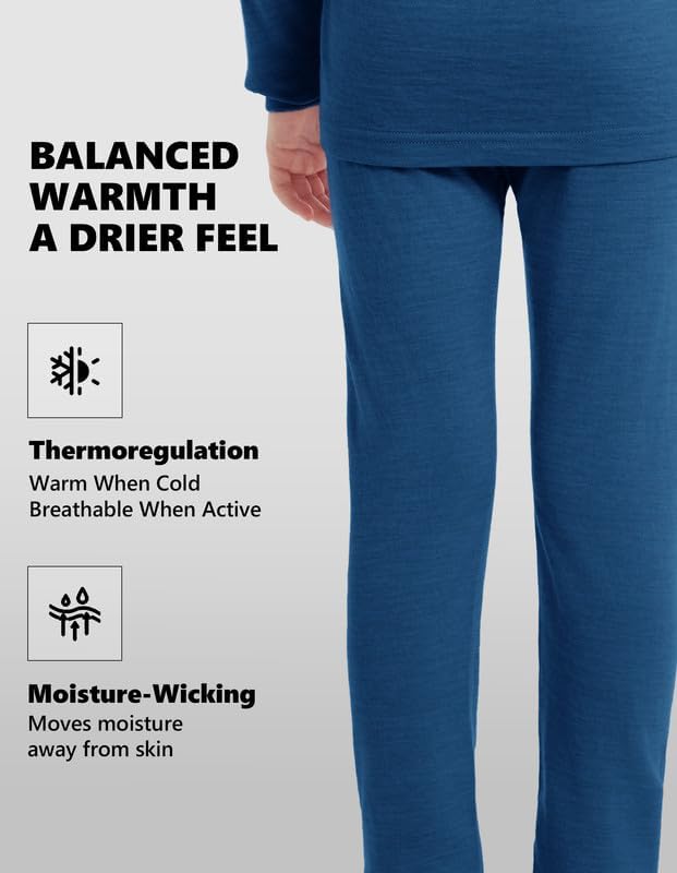 Kids 100% Merino Wool Base Layer Thermal Bottom