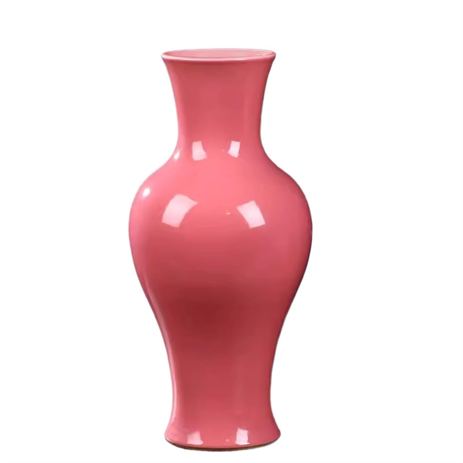 Vase en céramique style chinois rose rouge, ornement Feng Shui et salon maison