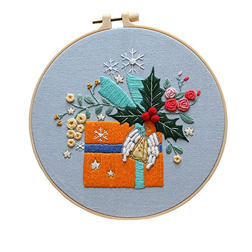 Image of Gogobear Christmas Gift Pattern Home Tabletop Wall Decor Adult Beginner Handmade Embroidery Material Kits