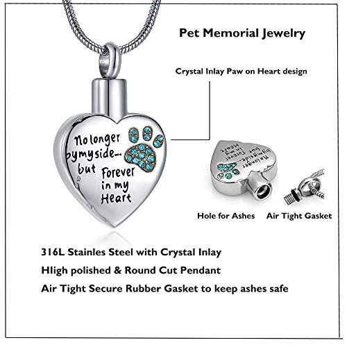 Rimzviux Cremation Jewelry For Ashes For Dog Cat Waterproof Dog Urns Memorial Urn Pendant Necklace No Longer By My Side Forever In My Heart thumb #1