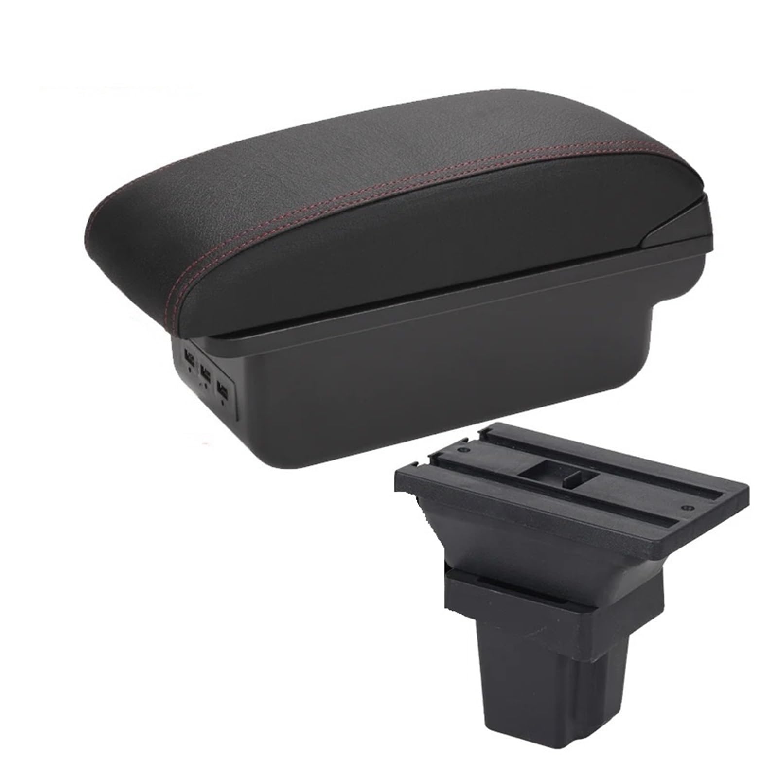 Hguvsjd Armrest Box For Chevrolet For Trax For Tracker 2015 2016 2017 2018 Armrest Storage Box Car Armrests(B Black red 3USB)