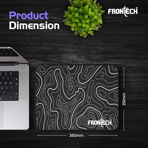 Image of FRONTECH Premium Computer Mouse Pad - 260mm x 210mm x 3mm | Anti-Slip Rubber Base | Water-Resistant | Micro-Textured Surface with Stitched Edges (MSP-0061 Grey)