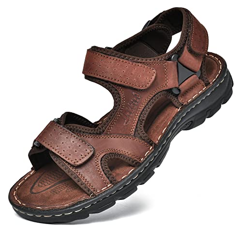 Arkbird Men's Leather Sandals Open Toe Athletic Fisherman Sandal Summer Beach Sport Hiking Shoes for Men2
