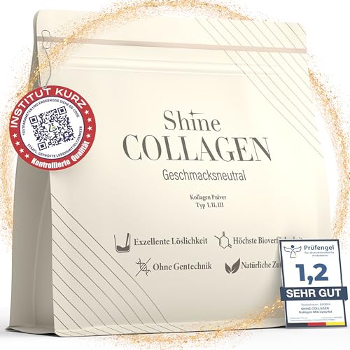 Shine Collagen Polvo 500 g – 100% de péptido de colágeno, hidrolizado premium tipo 1, 2 y 3, halal, solubilidad perfecta, sabor neutro