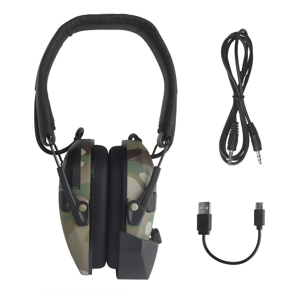 Casque Anti-Bruit Électronique de Tir avec Adaptateur Bluetooth sans Fil, Casque Tactique à Réduction de Bruit pour Protection Auditive au Stand de Tir(MC)