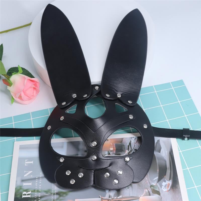 Punk Erotic Face Mask with Wide Waist Strap for Men & Women Cosplay Nightclub & Dance, Party (Bunny Mask), Mardi Gras Valentine's Day - Image 7