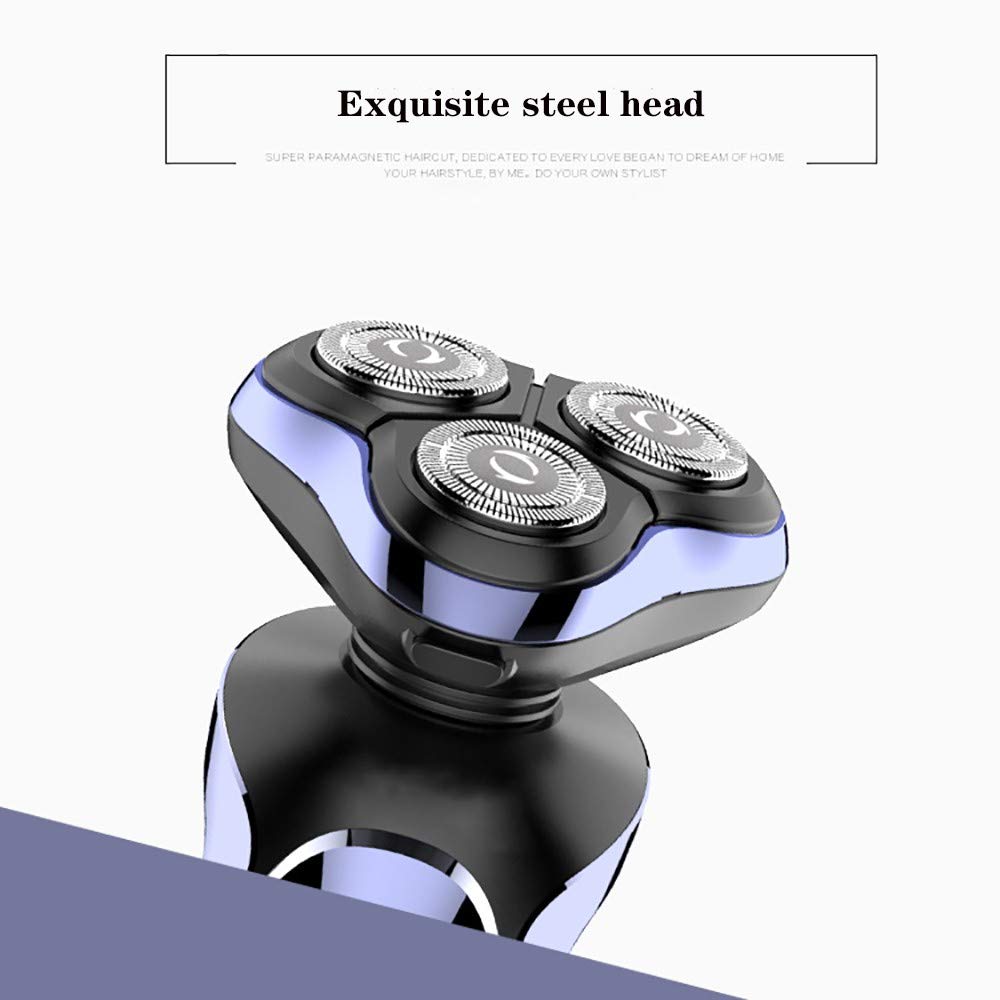Afeitadora Eléctrica Hombre,Maquina Afeitar Barba Rotativa inalámbrica Impermeable 4 en 1 Uso Seco y Húmedo,Cabezales Giratorios 4D, LED Indicador