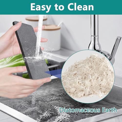 4 Stück Wasserabsorbierendes Steintablett für Spüle, Kieselgur Untersetzer, Sofort Schnell Trockenmatte für die Küchentheke, rutschfeste Diatomit Mundwasserbecher-Untersetzer für Schwämme, Bürsten 6