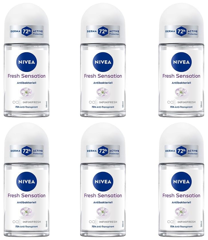 6x NIVEA Fresh Sensation Deo Roll-On Deodorant mit 72h Antitranspirant-Schutz mit einzigartiger INFINIFRESH Formel antibakterieller Deoroller mit fruchtigem Duft,50ml (6er Pack)