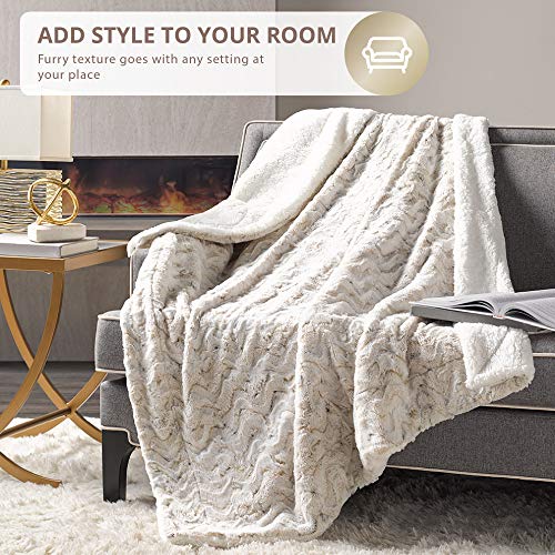 Hyde Lane Comfy Sherpa Throw Blankets for Couch and Bed | 2 Way Reversible - Sherpa Fleece & Plush Berber - Soft Throw Blanket Adults Size with Fuzzy Faux Fur (Snow Leopard, 50 x 60) - Thumbnail 2