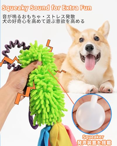 SCHITEC Hundespielzeug, Interaktives Spieltrainingsseil Hunde Spielzeug, Quietschendes Tauziehspielzeug für Welpen, Kleine, Mittlere und Große Hunde