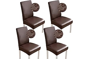 Protection in Style - Coffee-Colored Waterproof Leather Seat Covers for Chairs