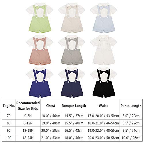 Imekis Toddler Baby Boys Gentleman Summer Suits Set Bowtie One-Piece Shirt Romper Bodysuit Bib Shorts Overalls Baptism Clothing Sets For Kids Khaki 0-6 Months thumb #6