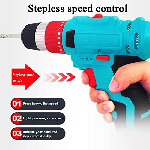 QHYXT Akkuschrauber, Elektroschrauber, Akku-Set, Ladegerät in Tragetasche, Lithium-Bohrmaschine, zweistufig, Akku… – Bild 4