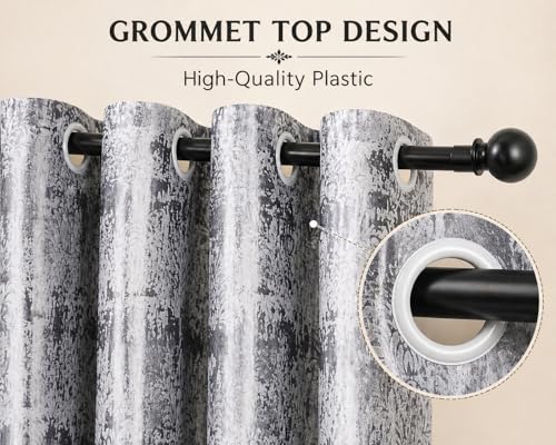 Image of HUTI Home Room Darkening Window Curtain for Home | Heavy Polyester Knitted Jacquard Look Eyelet Curtain | Texture Print | Grey | 5 Feet (120 x 152 cm) | Set of 2
