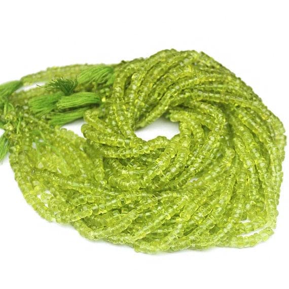 Péridot naturel perles rondelles 4mm LKBEADS lot 5 fils pour fabrication de bijoux