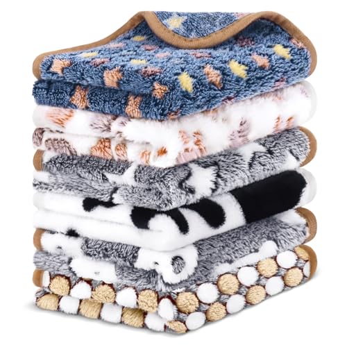 Eilyliafe 6 Pcs Guinea Pig Blankets Bedding Small Animal Cage Liners Sleep Mat Absorbent Reusable Pet Pee Bedding Pad Cover for Hamster Ferret Chinchilla Rabbit Hedgehog (14 x 28 Inch)