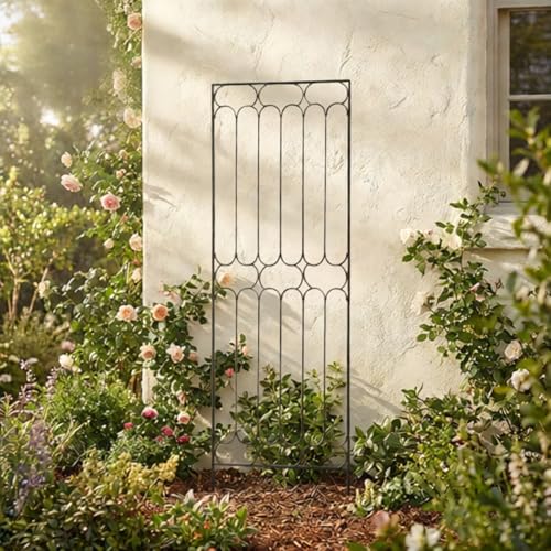H Potter 5.75 Ft Garden Trellis – Heavy Duty Iron - Metal Panel for Climbing Roses, Clematis & Ivy – 69” H x 24” W Outdoor Privacy Screen