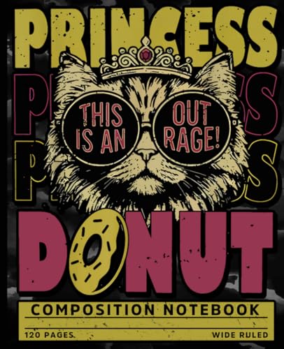 Wide Ruled Composition Notebook for Girls: Cute Princess Donut Cat Purple Marble Composition Notebook | Student Notebook for School | Wide Ruled 120 Pages 7.5"x9.25" image 2