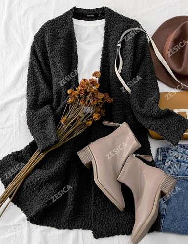 ZESICA Women's 2025 Fall Casual Long Sleeve Open Front Soft Chunky Knit Sweater Cardigan Outerwear4