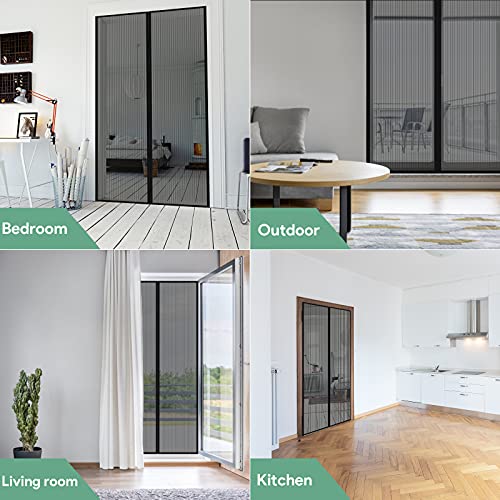 DELUX Reinforced Screen Door Hands Free Mesh Screen Door