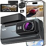 Yonvim【4K+2K 超高清】 ドライブレコーダー フロント&リア 前後2カメラ ドラレコ ダッシュカム170°広角 駐車監視 24時間録画 暗視機能 GPS位置情報 WIFI接続 衝撃感知自動保存 ループ録画 日本語対応アプリ対応 車載カメラ 32gbメモリーカード付き
