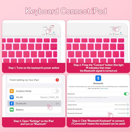 Image of YBING for iPad A16 Case with Keyboard /11th Gen (2025) & iPad 10th Gen 10.9 inch (2022), 7-Color Backlit Detachable Keypad, 360 Rotating Magnetic Cover with Pencil Holder (Watermelon Red)