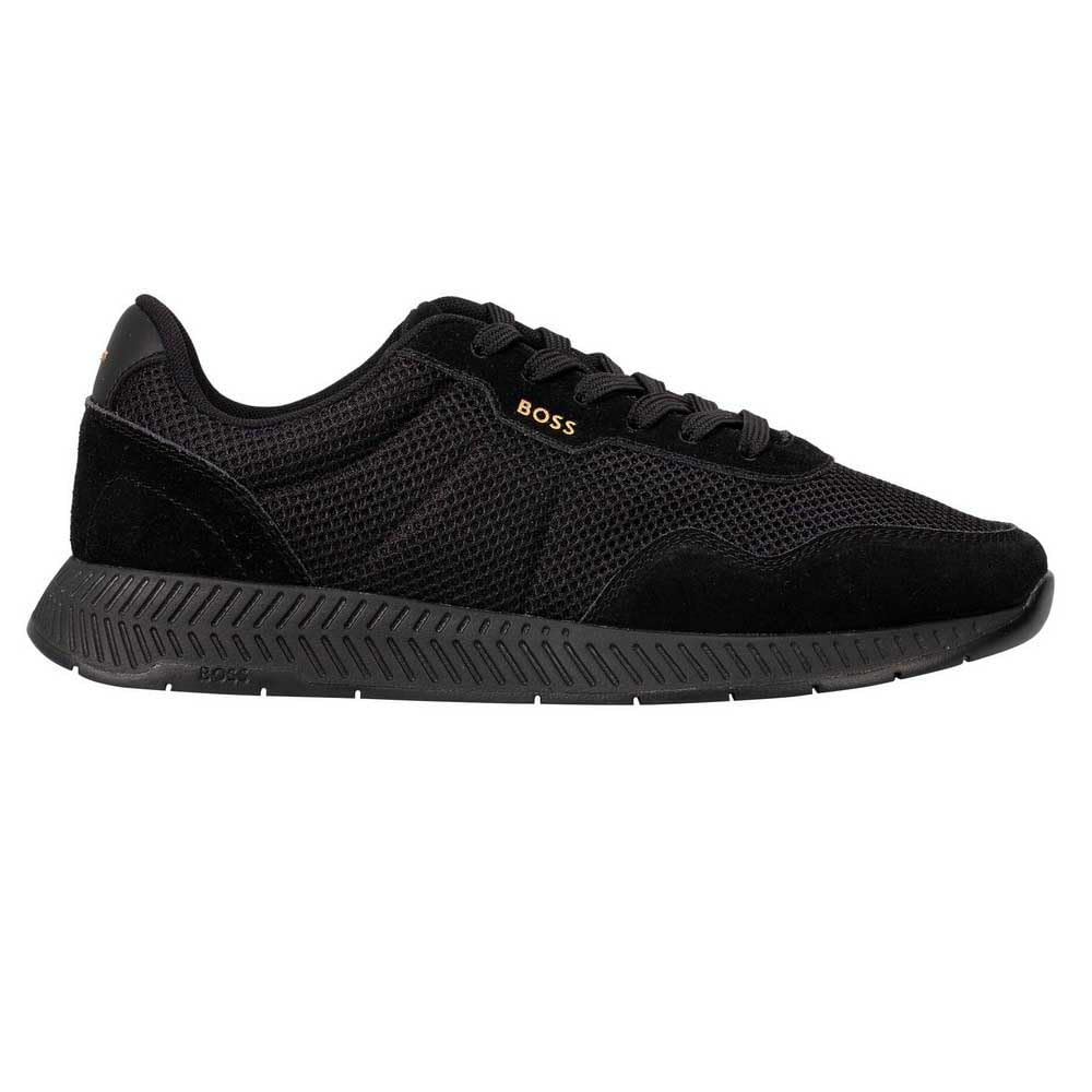 Hugo Men's Black Sneakers, 9 Uk, Gold Mesh Trainers Titanium Runn