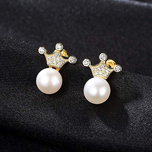 Boucles d'oreilles couronne en perles d'eau douce naturelles 925 - 4